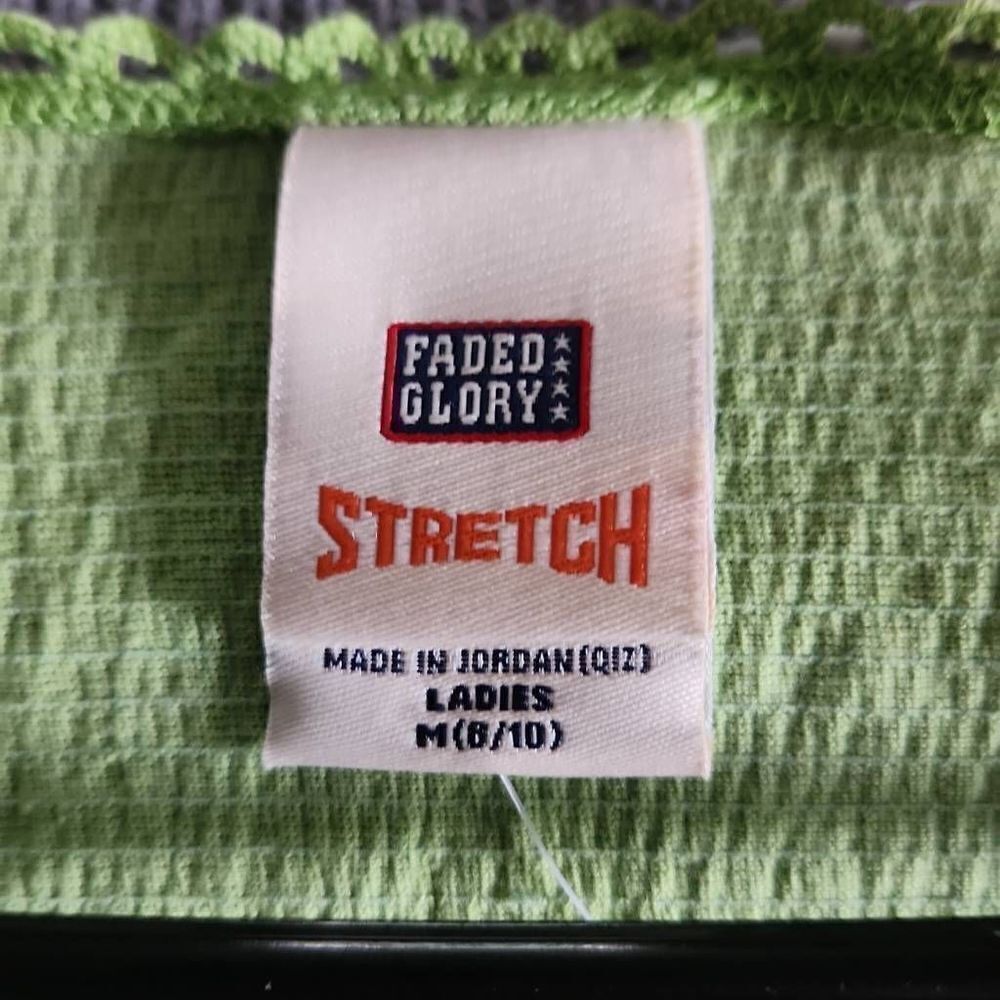 Faded Glory Stretch Ladies Size Medium Lime Green V-Neck Wrap Long Sleeve Top - Picture 6 of 7